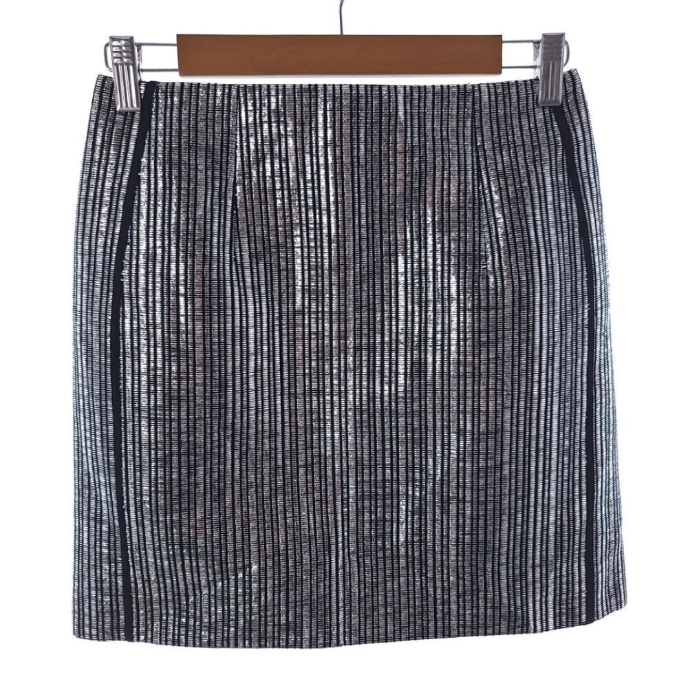 Mugler Paris Jupe Silver Metallic Mini Skirt Women's Size 38